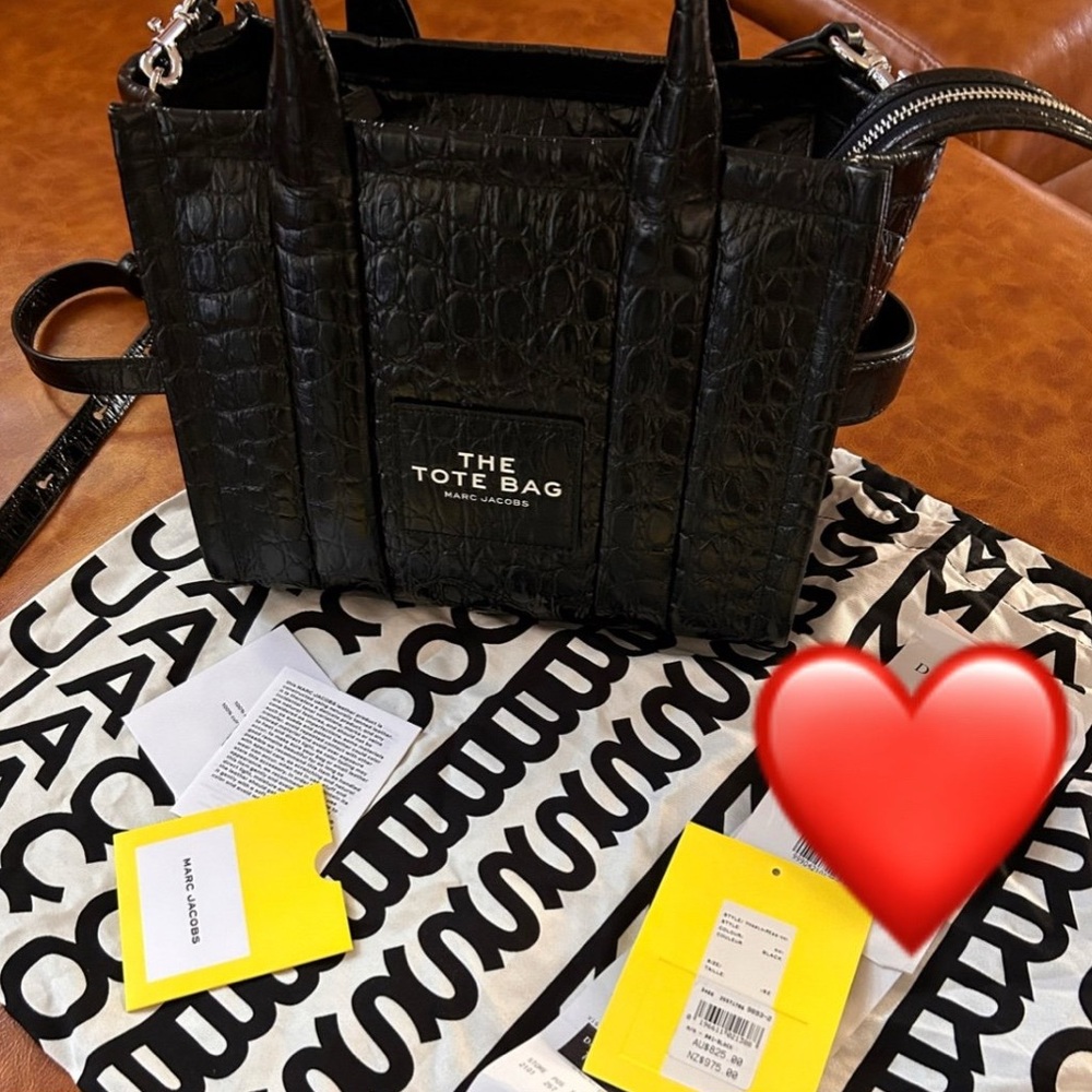 Marc Jacobs Black Croc-Pattern Tote